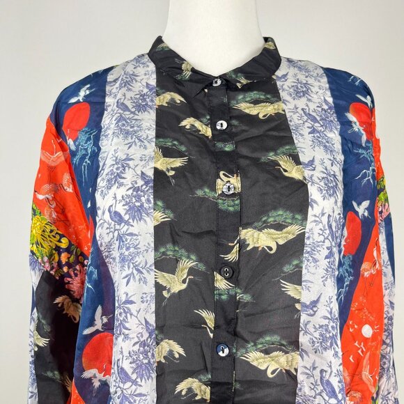 NWOT Johnny Was SPLENDID SELINE Silk Floral BUTTON DOWN Shirt Blouse Size S - Picture 3 of 14